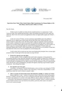 Carta ONU a Elon Musk