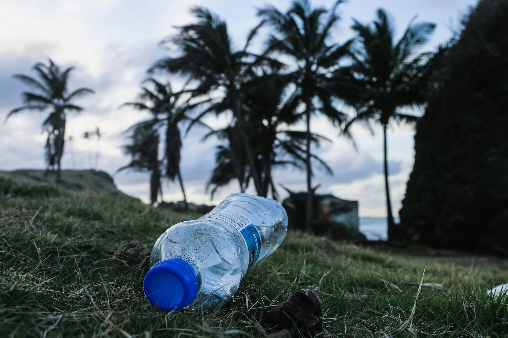 Botella plástica en playa
