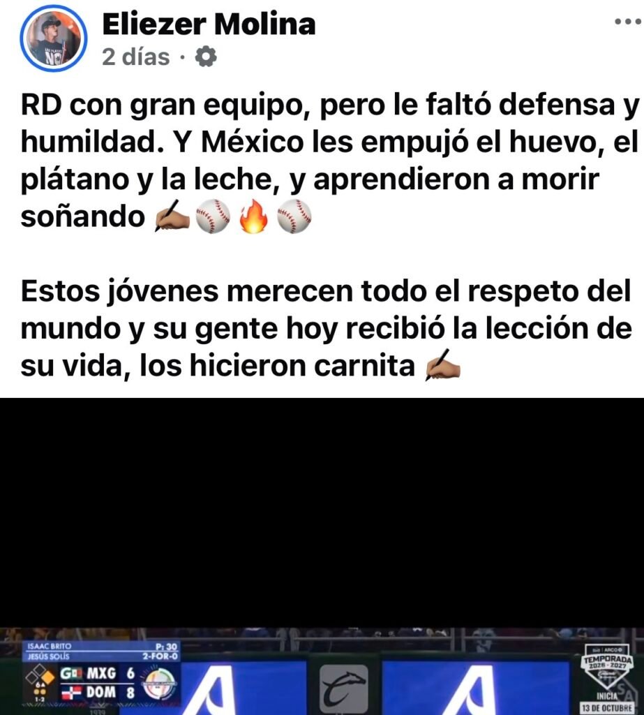 Captura de pantalla de la página de Facebook del senador Eliezer Molina. 17 de agosto 12:59 A.M.
